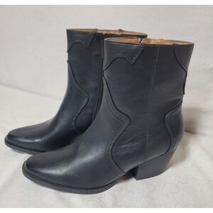 Wonderly Justice Black Western Ankle Boots Pointed Toe Side Zip PLF24-44312 7M